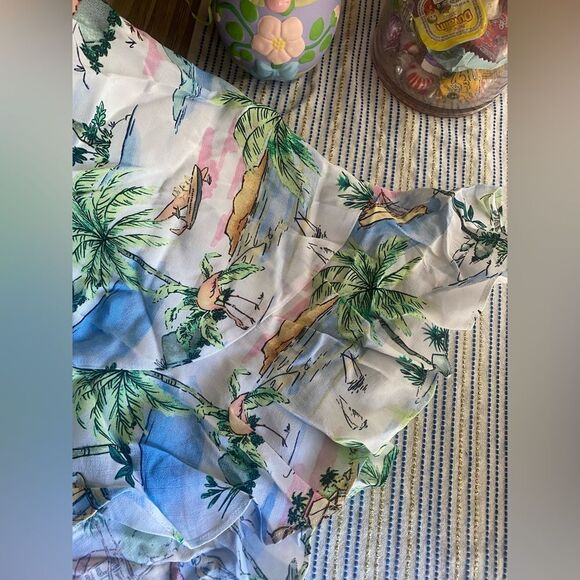 Zara Mini Dress Womens Sz S Multicolor Wrap Boho Vacation Tropical Short Sleeve - Picture 8 of 11